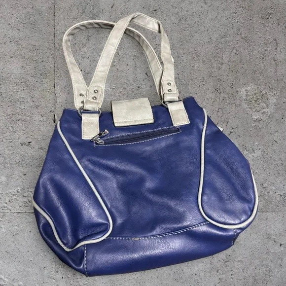 Vintage Y2K Blue Buckle City Moto Style Shoulder Bag - Picture 3 of 8